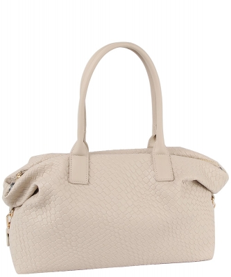 Embossed Woven Duffle Overnight Weekender Bag LH132-Z BEIGE